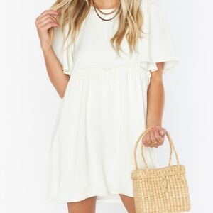 Show Me Your MuMu Brooks Babydoll Mini Dress in Cream Size XS